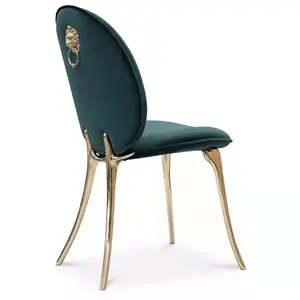 Italian Luxury Dining Chairs Fabric Upholstery Seat Brass Steel Legs Modern Dining Room Chairs Gold Home Furniture Metal 5 Pcs