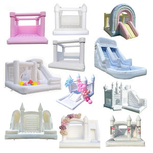 Château Gonflable Commercial en PVC, Mini Maison Rebondissante Blanche pour Tout-Petits, Bouncer Gonflable de Mariage avec Piscine à Balles et Toboggan pour <span class=keywords><strong>Location</strong></span> - Product Image 1