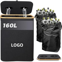 Panier de stockage de bouteille de recyclage pliable avec couvercle, récipient de stockage de bouteille avec sacs à 2 compartiments, collecteur de bouteille vide