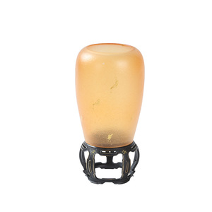 Chinese Antique Glass Candlestick Tapered Copper Base Heat Resistant Home Decoration Zen Tea Room Lamp With Scented Candle - Product Image 5