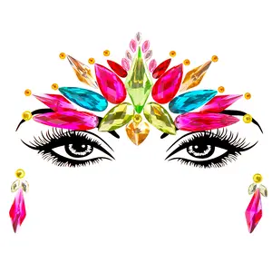 Milieuvriendelijke Hars Strass Tattoo Stickers Gezicht Juwelen Voor Vakantie Feest Dans Crystal Adhesive Music Festival Face Sticker