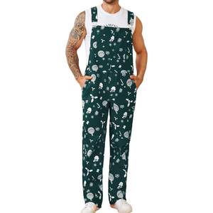 Combinaison de Noël personnalisée pour homme, salopette verte en coton, combinaison de fête pour adultes, taille grande, unisexe - Product Image 1