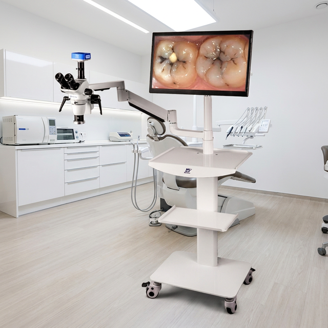 Murzider MSD208-4KV2-22YT Dental Microscope 6.7-45X Trinocular Stereo Microscope with 4K Camera Mobile Stand for Dentistry