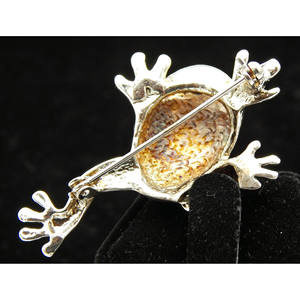 . 925 spilla rana in argento Sterling con occhi verdi - Product Image 3