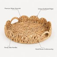 Plateau tressé en jacinthe d'eau, idéal pour hôtels et B&B, décoration d'ambiance de table, assiette à fruits, collations, desserts, panier à pain, rangement polyvalent - Grande Vente