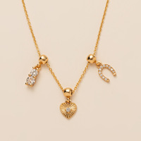 Collier en zircon en forme de fer à cheval tendance plaqué or, nouveau modèle, vente chaude, chaîne de clavicule géométrique simple pour femme, cuivre bambou