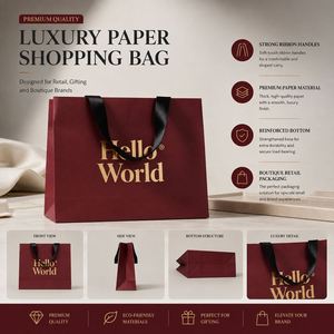 Cardboard <b>Paper</b> <b>Bag</b> Sturdy Custom Made <b>Paper</b> <b>Bag</b> with Handles for Heavy Duty Shopping and Luxury <b>Gift</b> Packaging - Product Image 3