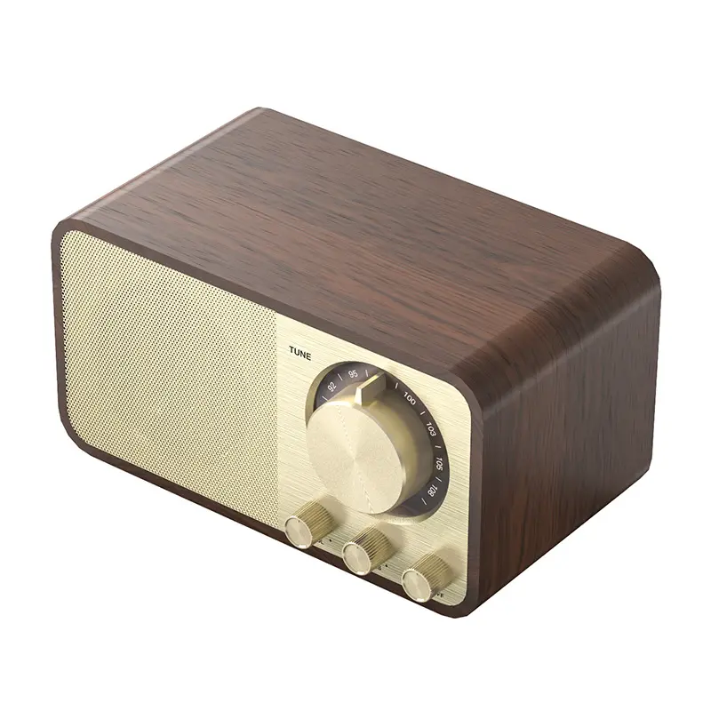 Alto-falante Bluetooth de madeira retrô portátil, subwoofer de rádio retrô criativo, mini equipamento de som criativo