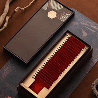 Boîte Cadeau de Thé Haut de Gamme Style Chinois, Longue Boîte de 25 Pièces, Boîte à Thé Carrée et Ronde, Emballage Cadeau Rouge Brun