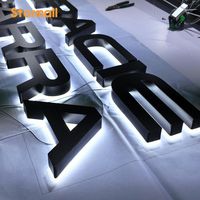 Enseigne LED extérieure rétroéclairée personnalisée pour entreprise avec cadre en acier inoxydable, résistante aux intempéries, conception de logo gratuite pour montage mural en devanture de magasin