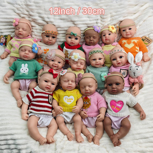 Poupée Reborn en silicone souple de 12 pouces, corps entier, toucher réaliste, nouveau-né, Muneca peinte à la main, bouche ouverte, pour enfants - Product Image 1