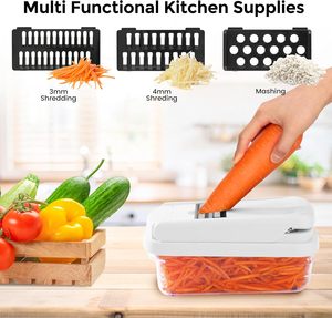 Vente flash Nouveau Coupe-légumes multifonctionnel 15 en 1 Coupe-légumes manuel Hachoir à oignons Hachoir à aliments Coupe-légumes de cuisine Coupe-carottes - Product Image 4