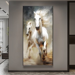 Dipinto Astratto Contemporaneo di Cavallo Bianco, Cornice in Lega di Alluminio, <span class=keywords><strong>Quadri</strong></span> in Porcellana Cristallina <span class=keywords><strong>per</strong></span> Arredamento Casa, Hotel, Ufficio - Product Image 4