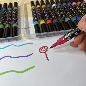 <span class=keywords><strong>Marqueurs</strong></span> à double pointe scintillants 24/36/48 couleurs, stylos de peinture acrylique chatoyants pour l'art, le scrapbooking et le bullet journaling, non effaçables, PVC - Product Image 4