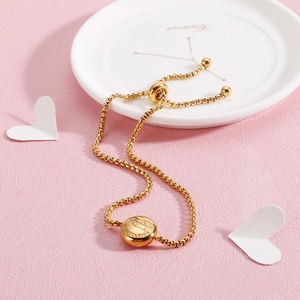 Custom Round Shape Stainless Steel Link Chain Crystal Zodiac <b>Adjustable</b> <b>Bracelet</b> Women - Product Image 6
