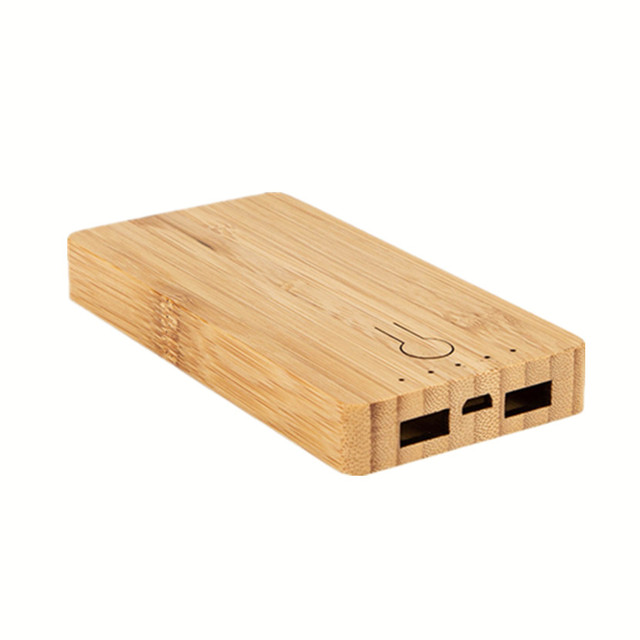 MDY001 Eco-friendly Gift Bamboo Wireless Fast Charging Mobile Powerbank Dual USB Output Power Bank