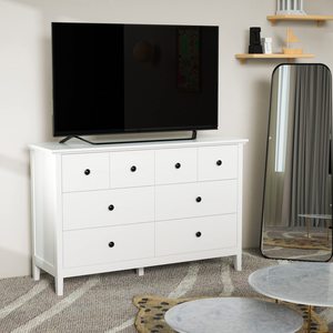2023 nouvelle <span class=keywords><strong>commode</strong></span> pour chambre à coucher, <span class=keywords><strong>commode</strong></span> blanche moderne avec tiroirs profonds, <span class=keywords><strong>commode</strong></span> <span class=keywords><strong>double</strong></span> à 6 tiroirs avec boutons noirs et bois massif - Product Image 5