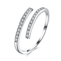 Minimaliste Cubique Zircone Forme Géométrique Réglable Ouvert Argent Plaqué Doigt Knuckle Anneaux Fine Jewelry pour les Femmes