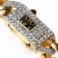 Collier chaîne cubaine en laiton plaqué or blanc et rhodium bicolore, avec zircon pavé et fermoir noir effet goutte d'huile, bijou de luxe tendance, cadeau