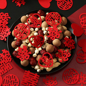 Confettis de mariage Xijiale, caractères double bonheur, 4,5 pouces, en tissu non tissé, pour décorations de chambre nuptiale - Product Image 2