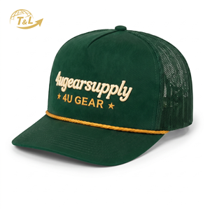 Gorra Trucker de Malla Verde 4U, 6 Paneles en Contraste, Ajustable con Cierre a Presión, Estilo Casual para Exteriores, Unisex, Primavera/Verano - Product Image 1