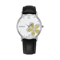 Pabrik grosir jam tangan wanita bunga desain Multi Warna Quartz wanita elegan jam tangan cantik