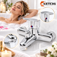 Mitigeur de salle de bain mural chromé, monocommande chaud/froid avec indicateur, en alliage de zinc, pour baignoire et douche, compatible US/EU