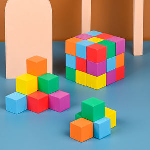 Blocs de construction carrés en bois colorés en gros pour l'apprentissage préscolaire et l'éveil cognitif des enfants - Product Image 4