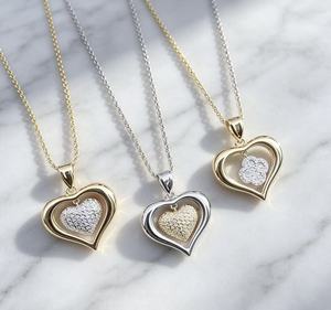 Collar con Colgante de Corazón Abierto Chapado en Oro de 18K, 3 Estilos, Cadena de Cuerda Trenzada con Dije de Corazón, Joyería de Moda para Mujer al por Mayor - Product Image 3