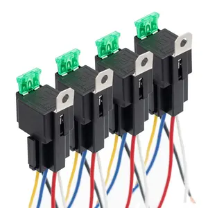 DC 12V 30a Voorbedrade 4-Pins Montagebasis Auto Relais Socket Houder Met Zekering