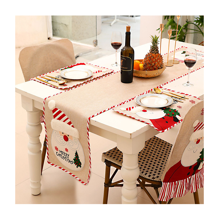 Новый рождественский складной льняной скатерть с вышивкой для вечеринки, дома, ресторана