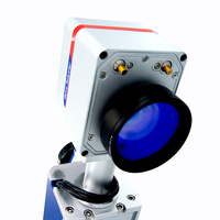 Autofocus en ligne volant 30W co2 galvo laser machine de marquage avec convoyeur pour jeans carte d'identité câble oiseau anneau stylo gravure sur bois