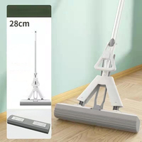 FF5177 Serpillère auto-essoreuse 28cm 33cm de largeur, manche long, protection pour sols durs et carrelages, tête de nettoyage à rouleau, serpillères éponge à pression