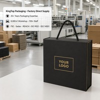 Boîte cadeau noire mate avec poignée en corde, impression personnalisée, fermeture magnétique rigide, pliable, dorure à chaud, vente en gros, emballage plat d'usine
