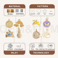 Dijes de Letras Iniciales de Burbuja Impermeables de Acero Inoxidable con Baño de Oro de 18K para la Fabricación de Joyas