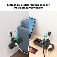 Multiprise électrique KR EU avec interrupteurs individuels, 2 ports USB et 2 ports Type C, 16A, pour la maison
