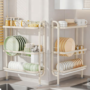 Égouttoir à vaisselle multifonction mural en acier à 2 niveaux, grand séchoir à vaisselle de cuisine sur évier - Product Image 4