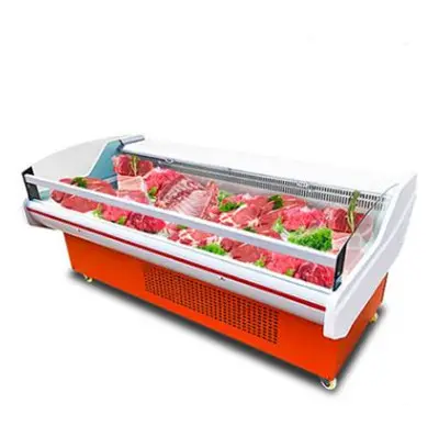 Venda quente profunda comercial carne congelada de pé display chiller freezer porta de vidro invertida para peixe e carne com prateleiras