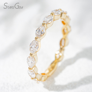 แหวนทองคำแท้ 18K StarsGem ประดับเพชรเม็ดเดี่ยวทรงมาร์คีส์ 1.23 กะรัต (2.5*4 มม.) สี D เพชรเลี้ยงในห้องปฏิบัติการ ชุบโรเดียม สไตล์วินเทจ สำหรับทั้งชายและหญิง - Product Image 4