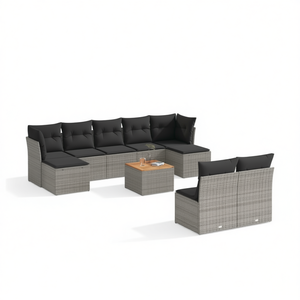Conjunto de Sofás de Jardín de Ratán Gris, 6 Plazas, Resistente a la Intemperie, Muebles de Exterior de Diseño Contemporáneo - Product Image 1