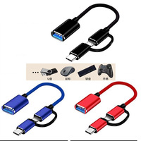 Kabel Adaptor OTG Multi-Port dari Aluminium Alloy untuk Android Tipe-C, Kompatibel dengan USB Flash Drive, Smartphone, Komputer, Tablet