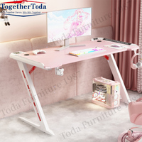 X Z forme personnalisé rose table de jeu chaise led rvb lumières ordinateur portable bureau avec porte-gobelet pour fille garçon
