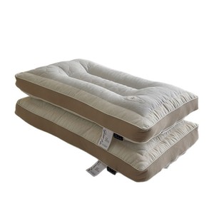 Oreiller de cou en lin respirant et gruau de sarrasin, soutien ferme rectangulaire pour un sommeil profond, pour étudiants et adultes, paire - Product Image 1