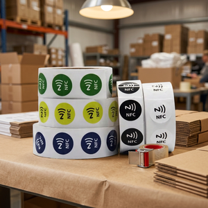 Autocollant NFC rond personnalisé 213 avec puce intégrée, autocollant NFC adhésif, autocollant NFC 180 octets - Product Image 1