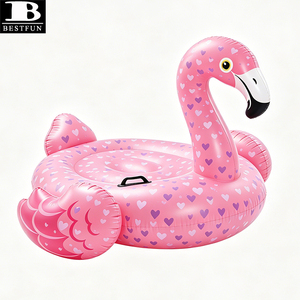 Flotteur gonflable géant flamant rose robuste, île flottante à chevaucher, matelas aquatique pour fête estivale à la plage - Product Image 4