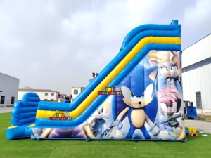 Castillo Hinchable Comercial <span class=keywords><strong>Sonic</strong></span> con Tobogán, Combo de Castillo Hinchable Seco y Mojado The Hedgehog para Alquiler de Fiestas, Negocios y Eventos al Aire Libre - Product Image 3