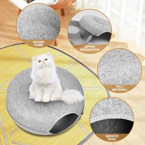 Katzentunnelbett für Drinnen, Abnehmbarer Runder Filz & Waschbarer Innenraum, Katzenspiel-Tunnel für Kleine Haustiere - Product Image 4