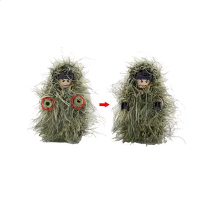 Equipped Ghillie Suit Camouflage Clothing WW2 Soldiers Accessories Army Military Weapon Pack Building Blocks Brick Sets Toys