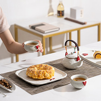 Service à thé en céramique blanche BAMBUS, théière et tasses modernes pour la maison, le café, les mariages, les services de table et la consommation quotidienne du thé