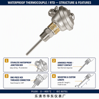 Thermocouple étanche HUADONG modèle 102A, capteur de température à surface plane de type poignée, sonde blindée à tête en acier inoxydable